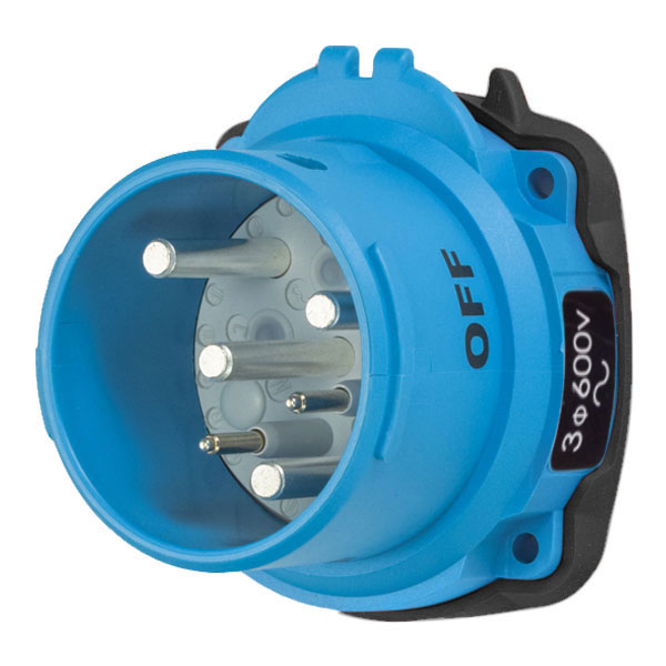 63-68143-972 - DSN60 INLET POLY BLUE SIZE 3 TYPE 4X IP 69 3P+G 60A 600 VAC 60 Hz +2 AUX